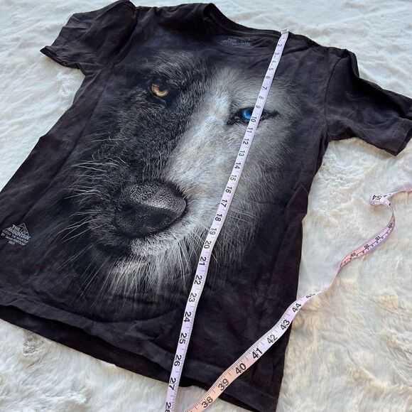 The Mountain Short Sleeve Wolf Tee Crew Neck T Shirt Black Gray S - Picture 7 of 8